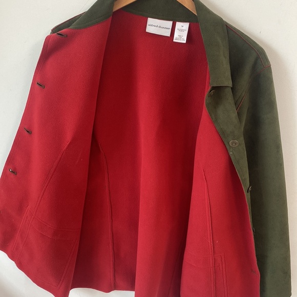 VTG 90’s Alfred Dunner Faux Microsuede Green and Red Microsuede Jacket, Size 14 - Picture 6 of 10